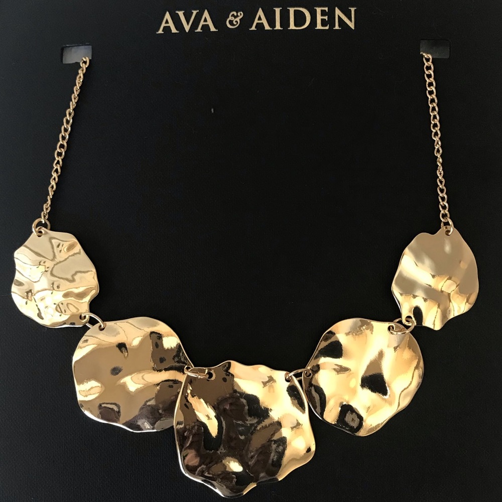 Ava and Aiden hammered gold necklace